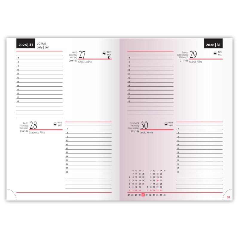 2-Day, B6 kétnapi beosztású határidőnapló + jegyzet, Akvarell