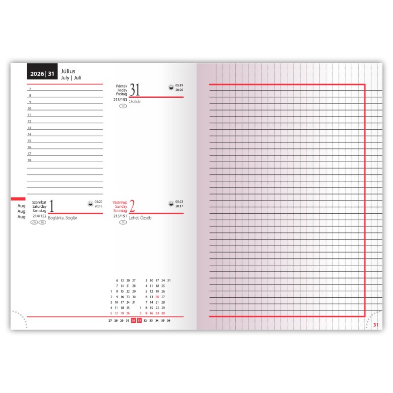 2-Day, B6 kétnapi beosztású határidőnapló + jegyzet, Orchidea