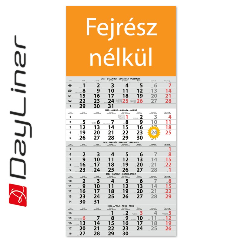 SP15, 12 lapos 5 hónapos speditőr naptár - Fejrész nélkül