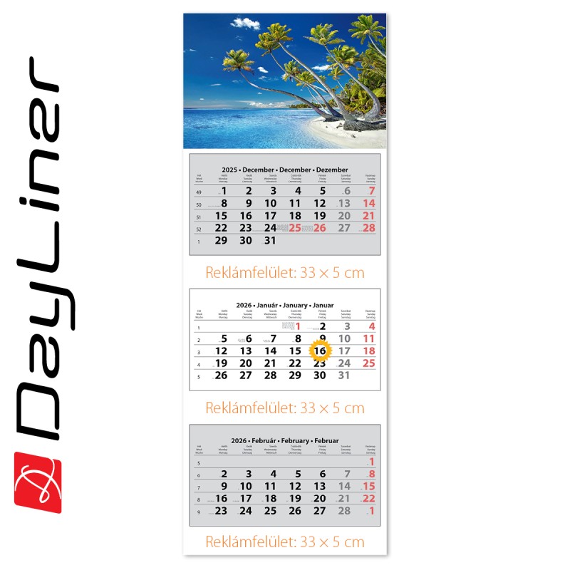 SP3, 3 tömbös 3 hónapos speditőr naptár - Vízpart fejrésszel